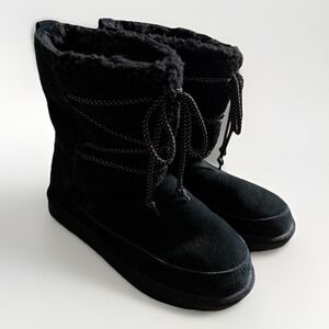 Koolaburra by UGG Michon Short Black Sherpa Boots Kids 4 Fits Women's 6
